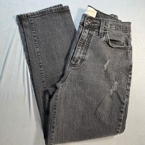 Universal‎ Thread Vintage Straight Jeans Womens 4/27R Washed Black Distressed
